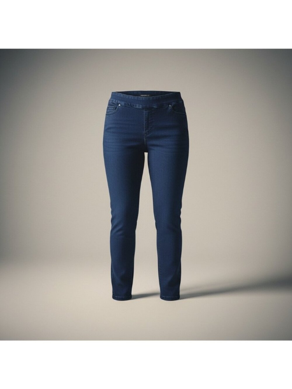 Chico's Perfect Stretch Blue Denim Jeans Pants Faux Zipper Pull-on   Size 1 US 8